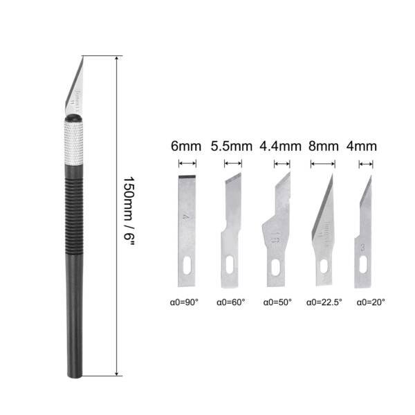2 Pack Art Craft Carving Knife with 12 Pack Spare Metal Blades Plastic Handle Black - Image 3