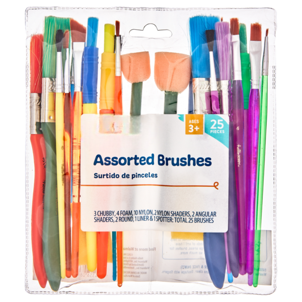 Assorted Paint Brushes, 25 Count