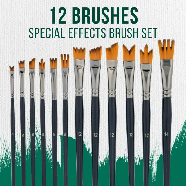 12 Piece Special Effects Artist Paint Brush Set - Multi-Liner - Image 3